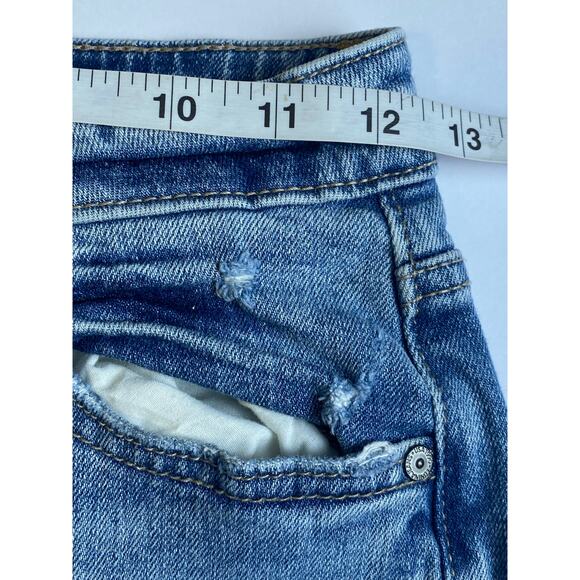 Eunina Women's Medium Wash Distressed Tapered Leg High Rise Jeans Size 0 - Picture 8 of 11